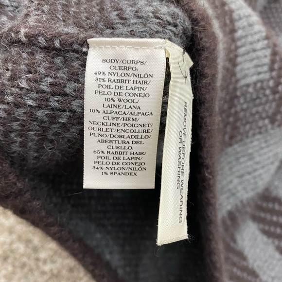 Alpaca Wool Rabbit Hair Plaid Brown Thick Warm Ann Taylor Crewneck Sweater Small - Picture 4 of 10